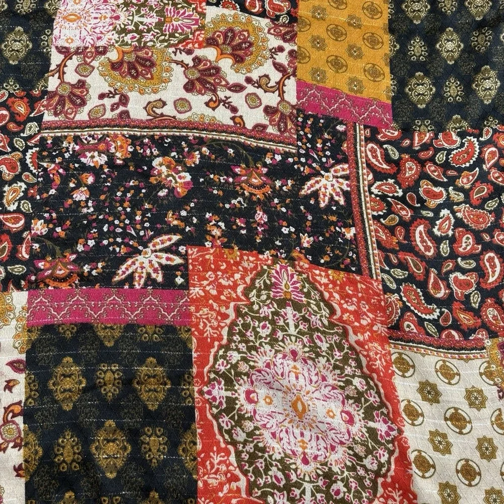 Oversized Boho Patchwork Print Scarf Wrap Shawl Tassel‎ 73x34 Earthy Festival